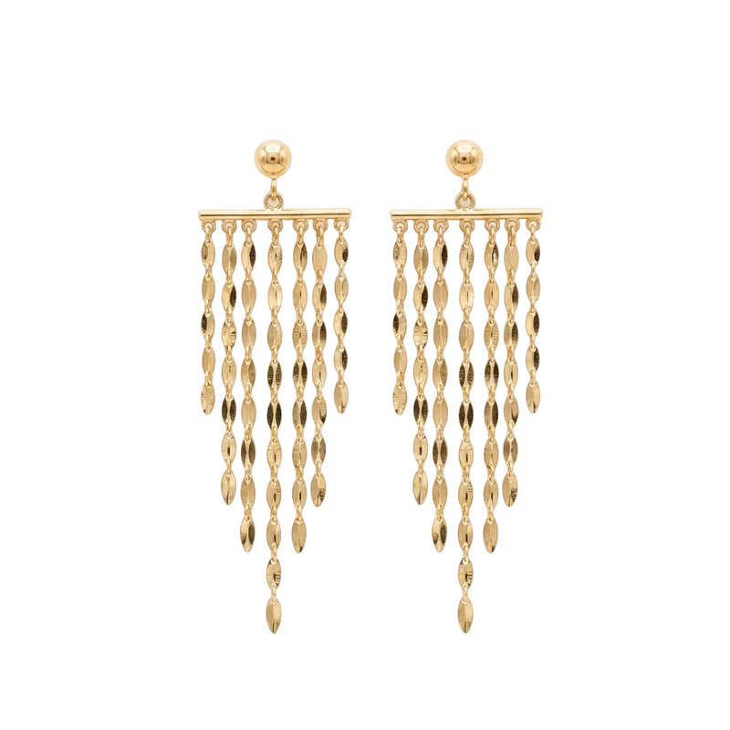 18k Gold Ball Hanging Chain Earrings - المنتجات - Embellish Gold Jewelry & Diamond