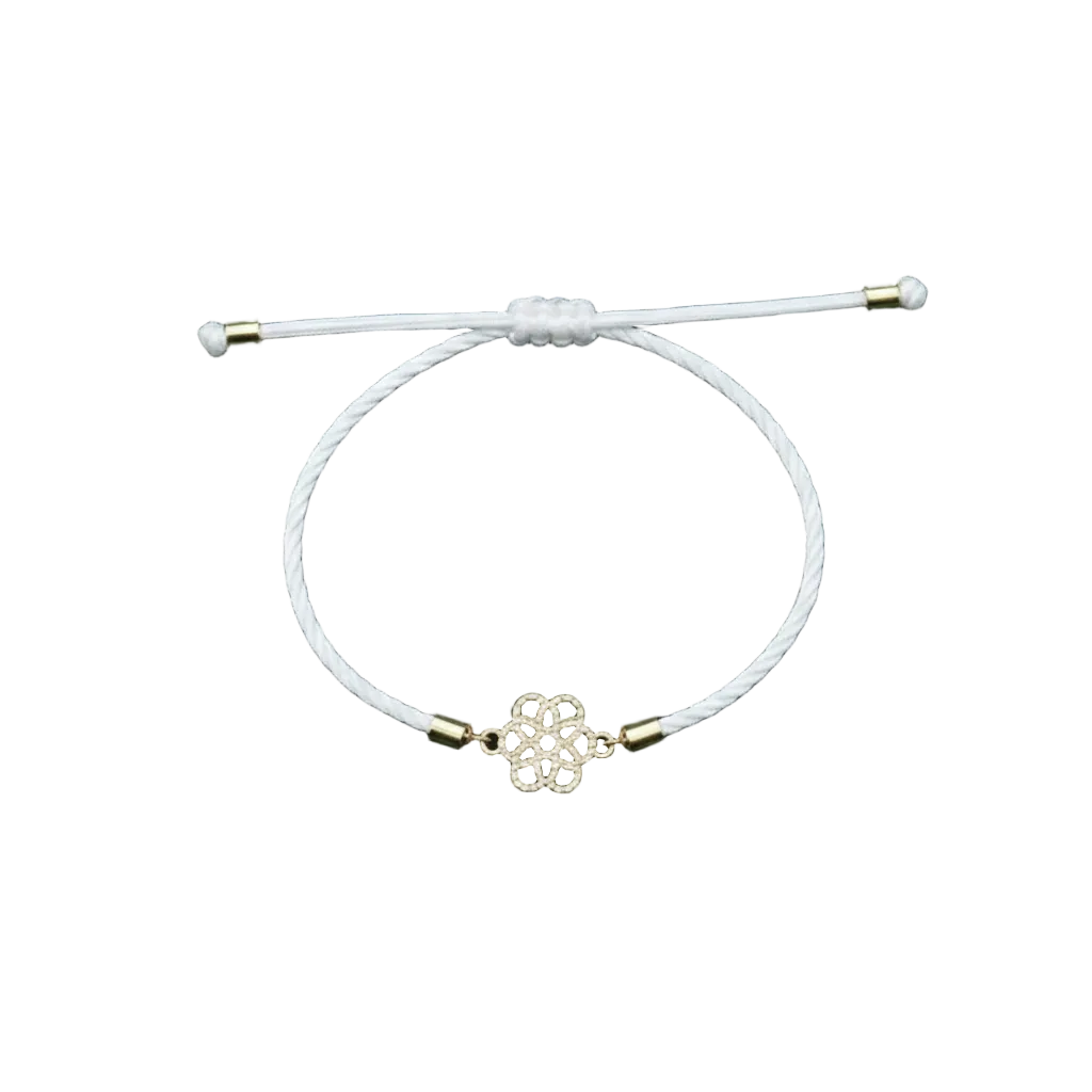 18K Real Gold Flower Lucky Charm Bracelet