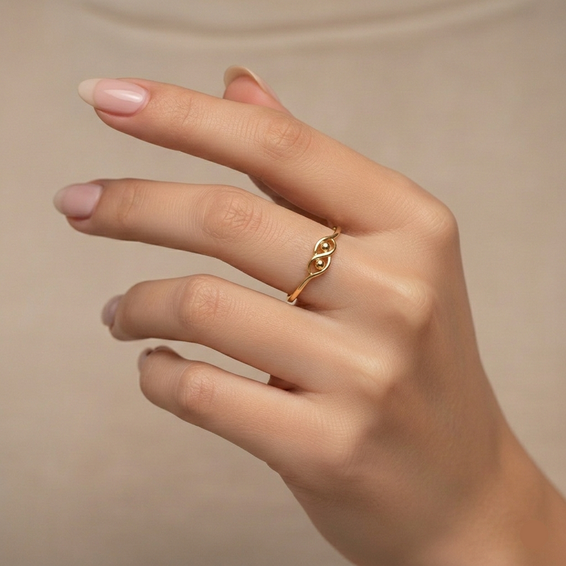 18k Gold Infinity Ball Ring - 18k Gold Ring - Embellish Gold Jewelry & Diamond
