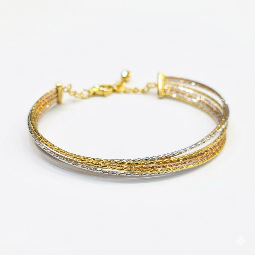 18k Gold Tri Color Bangle - Best Seller - Embellish Gold Jewelry & Diamond