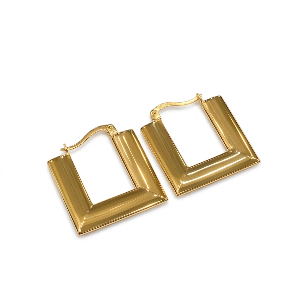 18k Gold Plain Flat Loop Earrings - 18k Gold Earrings - Embellish Gold Jewelry & Diamond