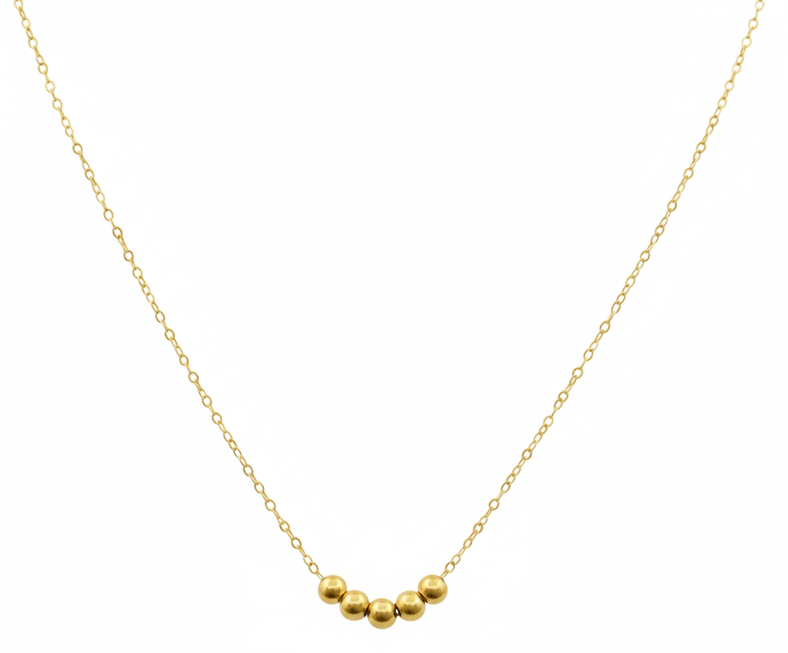18k Gold 5 Ball Necklace