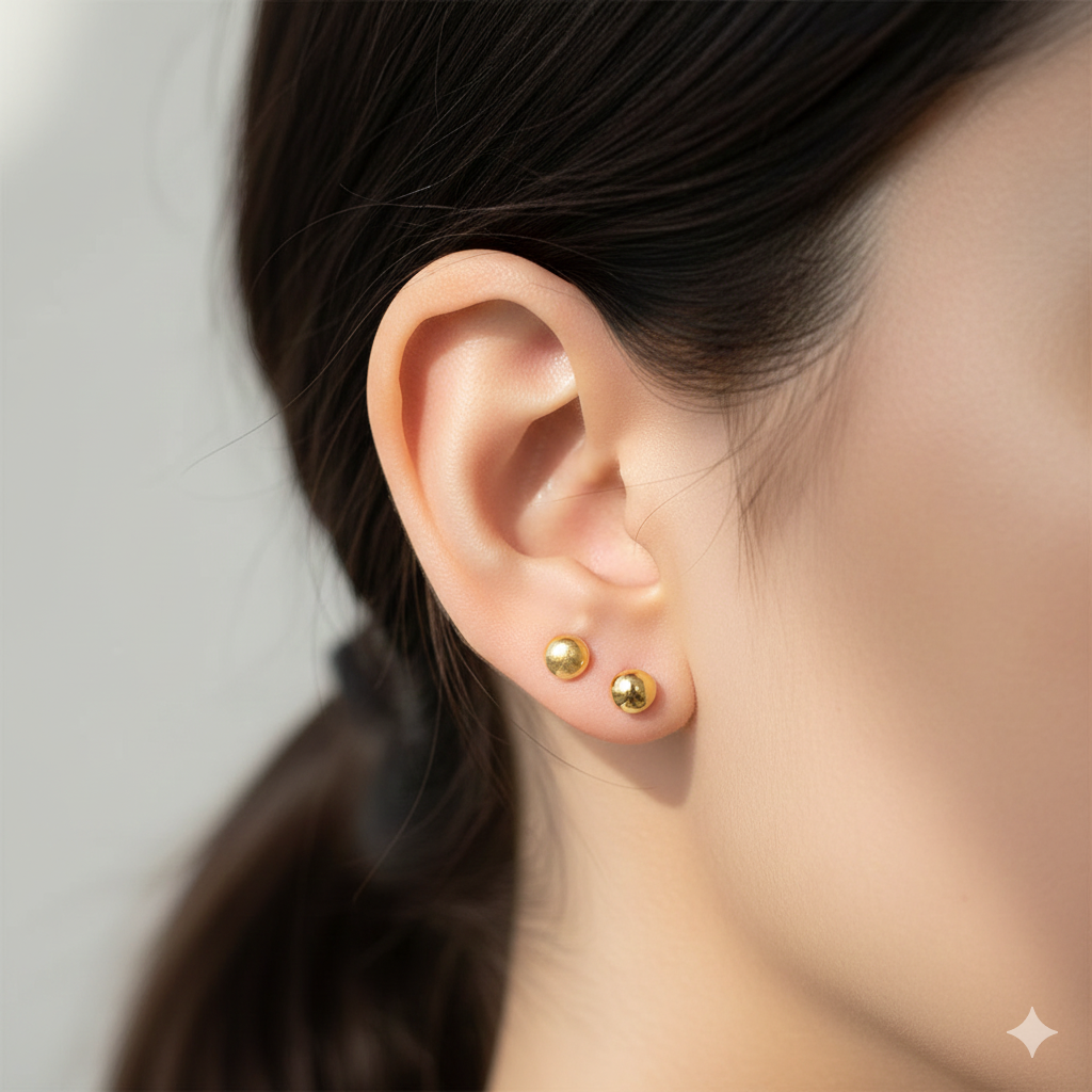 18K Gold Balls Screw Earrings - 18k Gold Earrings - Embellish Gold