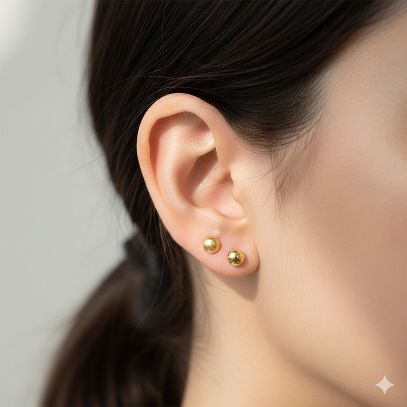 18K Gold Balls Screw Earrings - 18k Gold Earrings - Embellish Gold