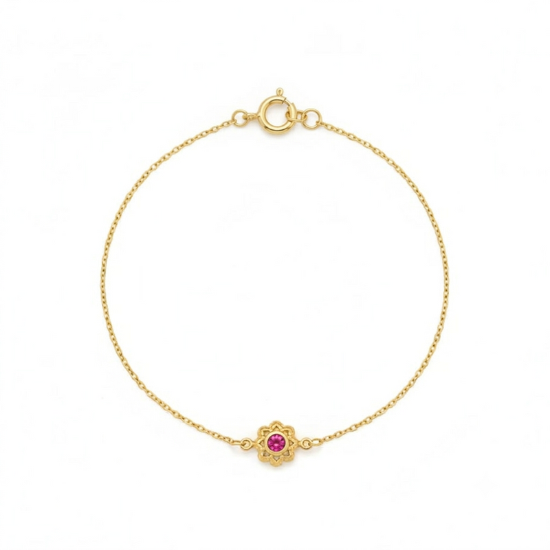 18K Real Gold Red Dragon Eye Bracelet - Gold Bracelets - Embellish Gold