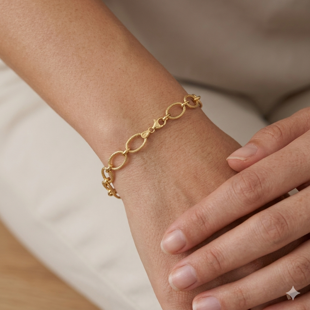 18k Gold Thin Matte Loop Bracelet