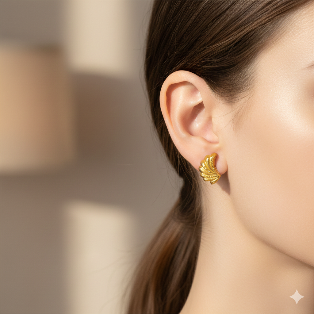 18K Real Gold Angle Fur Earrings