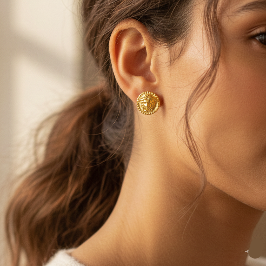 18k Real Gold Bucks Earrings - 18k Gold Earrings - Embellish Gold