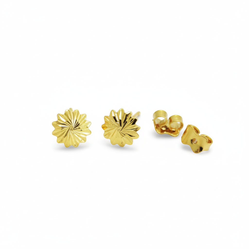 أقراط من الذهب السعودي عيار 18 قيراط على شكل زهرة 1.43 - 18k Gold Earrings - Embellish Gold