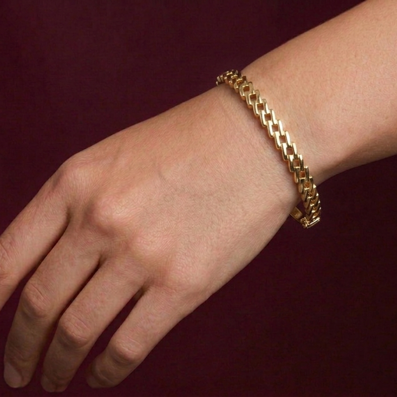 18k Gold Cuban Inspired Bangle - 18k Gold Bangle - Embellish Gold Jewelry & Diamond