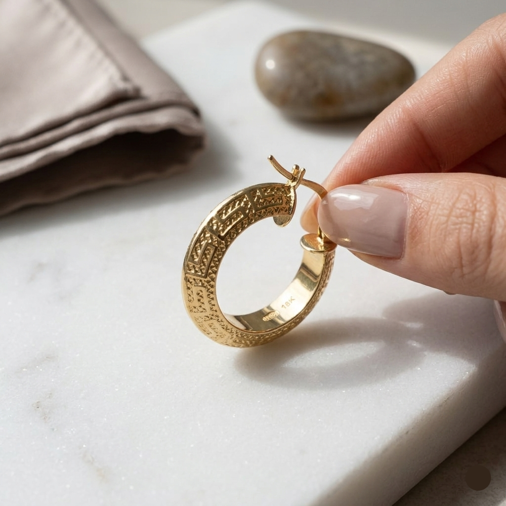 18k Gold VC Loop Earrings - 18k Gold Earrings - Embellish Gold Jewelry & Diamond