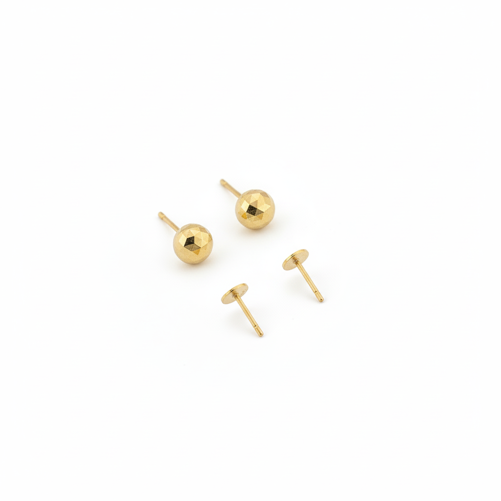 18K Gold Football Screw Earrings