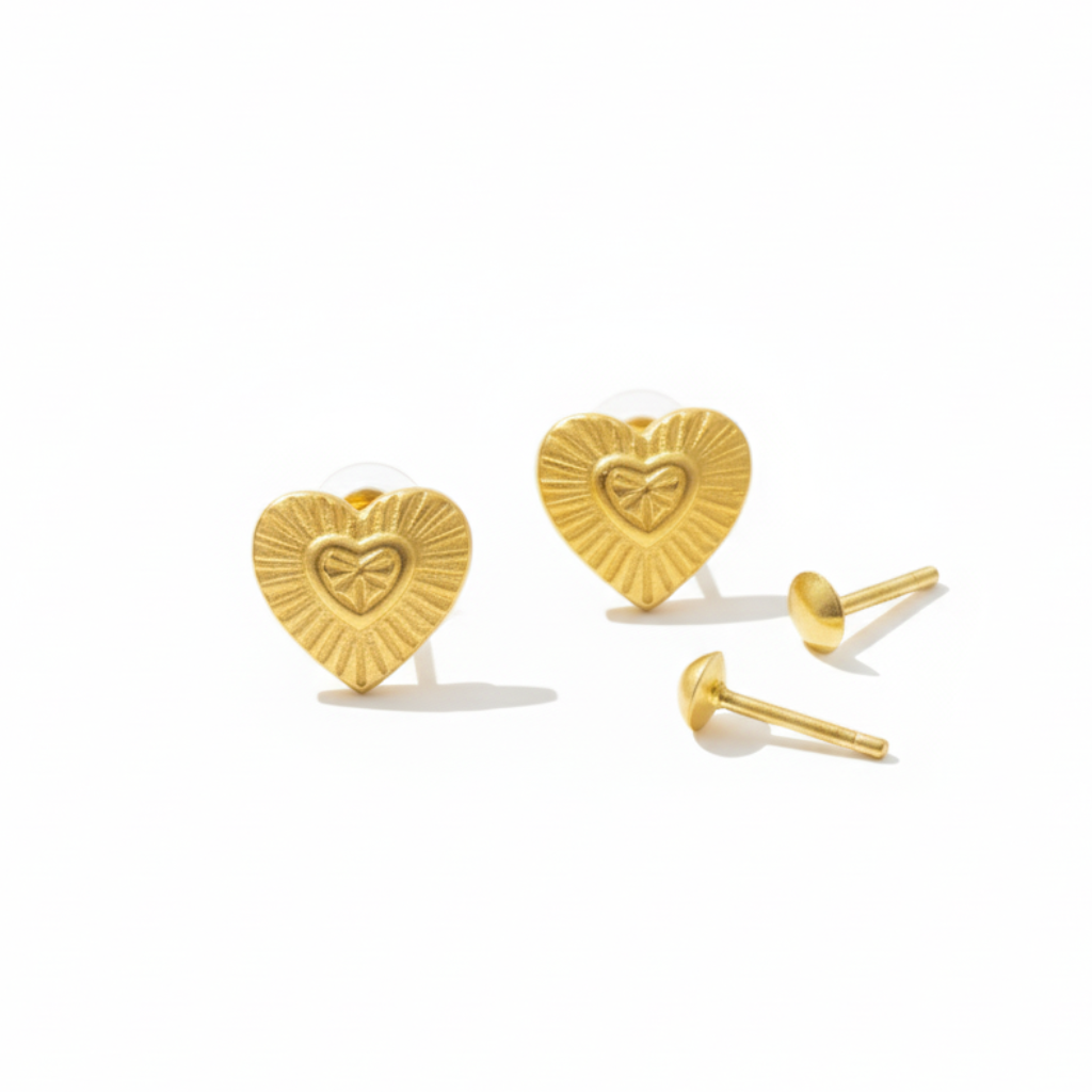 18K Real Gold Double Earrings - 18k Gold Earrings - Embellish Gold