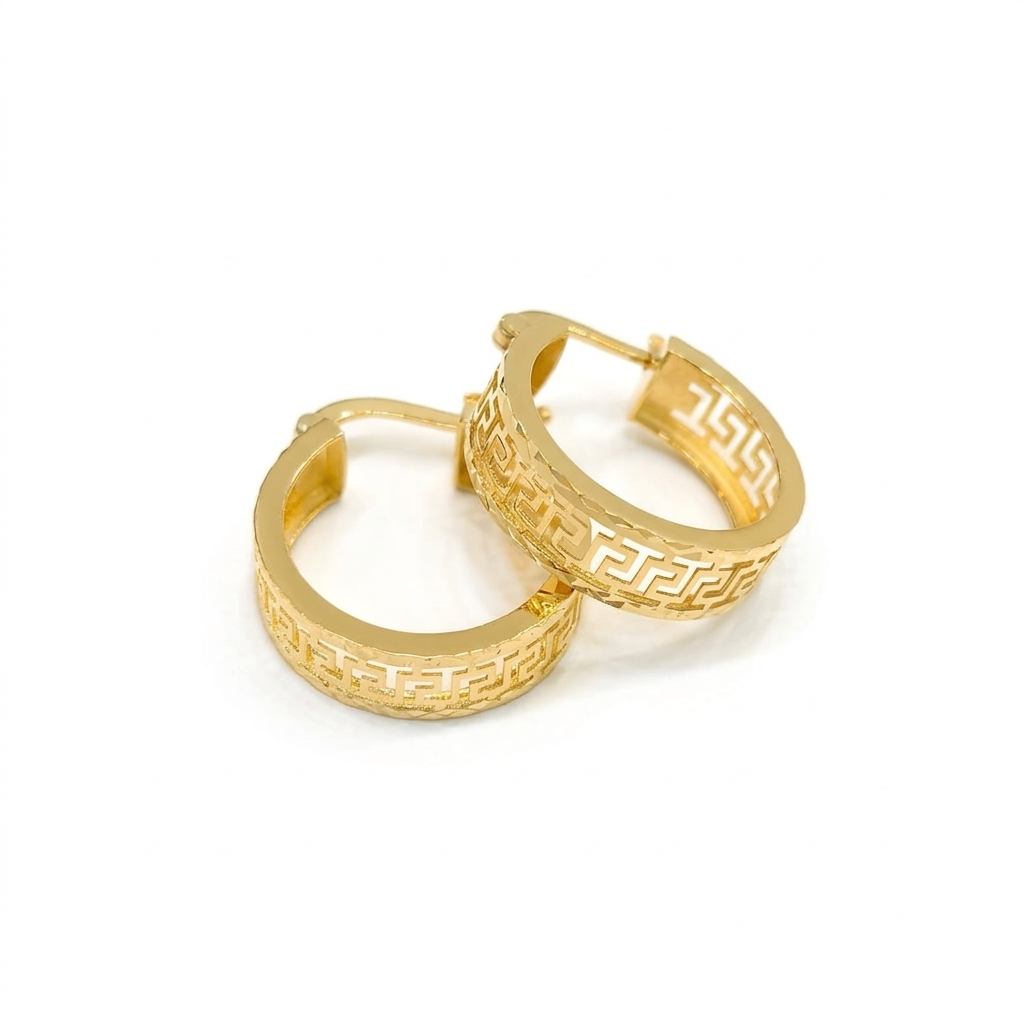 18k Gold Maze Round Loop Earrings 34 - 18k Gold Earrings - Embellish Gold Jewelry & Diamond