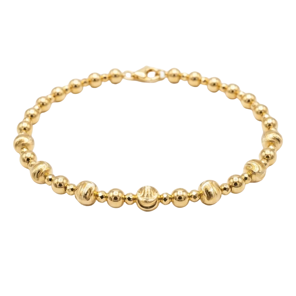 18k Gold 3 Design Shiny Ball Bangle - 18k Gold Bangle - Embellish Gold Jewelry & Diamond