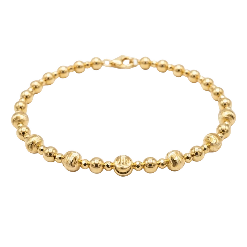 18k Gold 3 Design Shiny Ball Bangle - 18k Gold Bangle - Embellish Gold Jewelry & Diamond