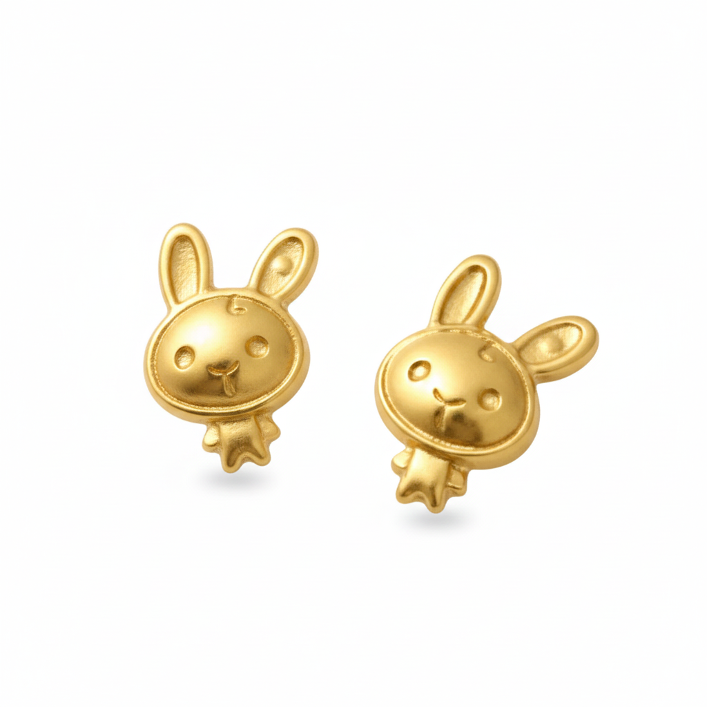 18k Gold Labubu Screw Earrings