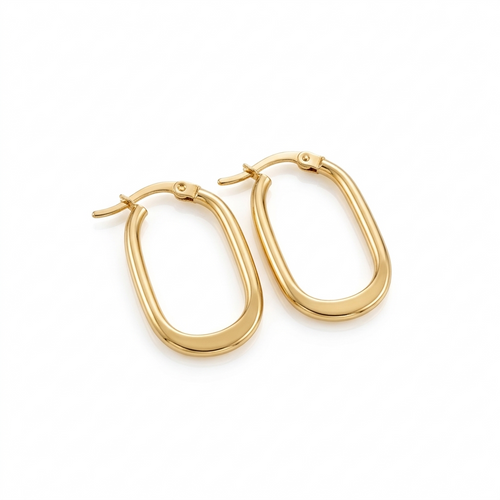 Gold hoop earrings on a white background