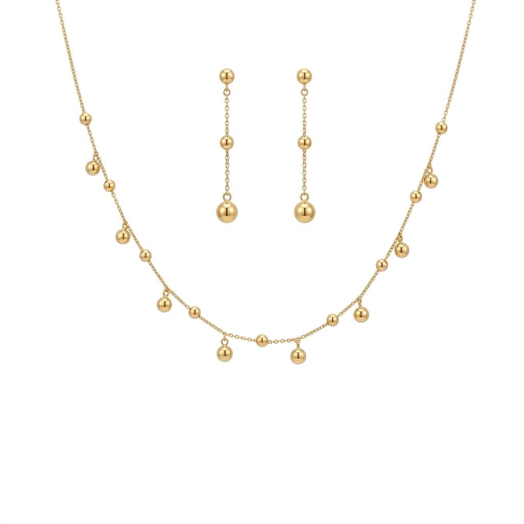 18k Gold Balls Jewelry Set
