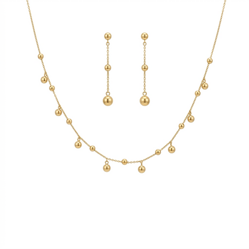 18k Gold Balls Jewelry Set