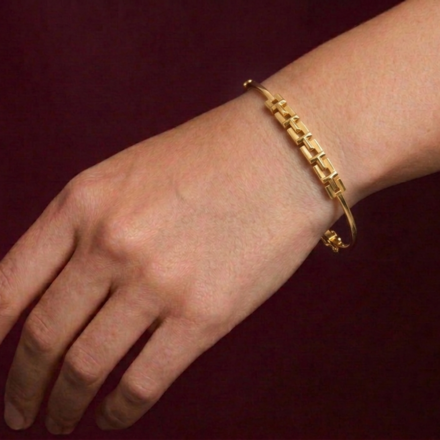 18k Gold Chain Inspired Bangle - 18k Gold Bangle - Embellish Gold Jewelry & Diamond
