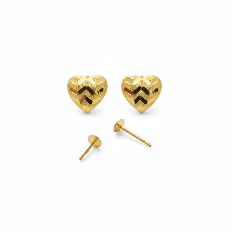 18k Gold Line Heart Screw Earrings - 18k Gold Earrings - Embellish Gold