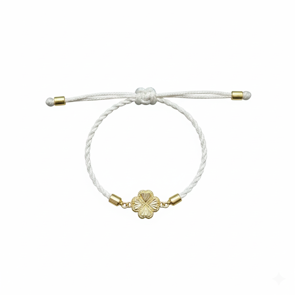 18K Real Gold Amazing Heart Flower Charm Bracelet