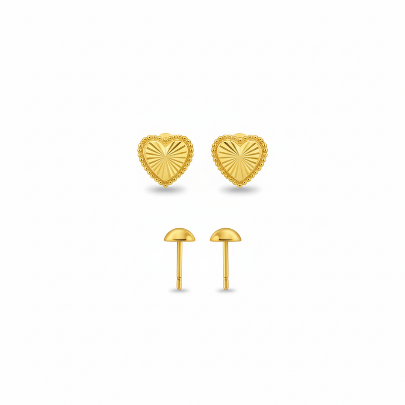 18K Real Gold  Plain Cut Earrings - 18k Gold Earrings - Embellish Gold