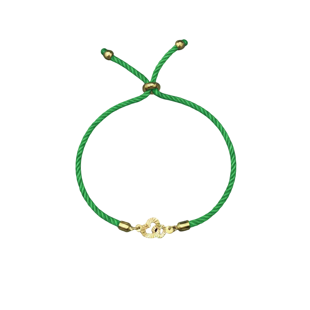 18K Real Gold Double Heart Lucky Charm Bracelet