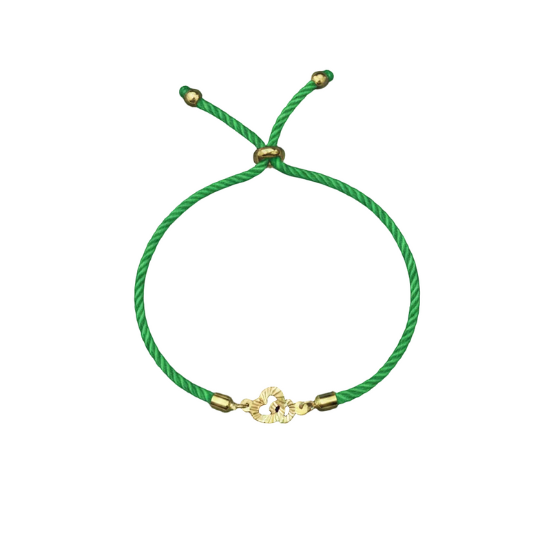 سوار من الذهب الحقيقي عيار 18 قيراط على شكل قلب مزدوج - 18k Gold Bracelet - Embellish Gold