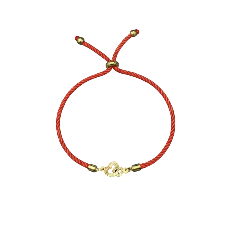 سوار من الذهب الحقيقي عيار 18 قيراط على شكل قلب مزدوج - 18k Gold Bracelet - Embellish Gold