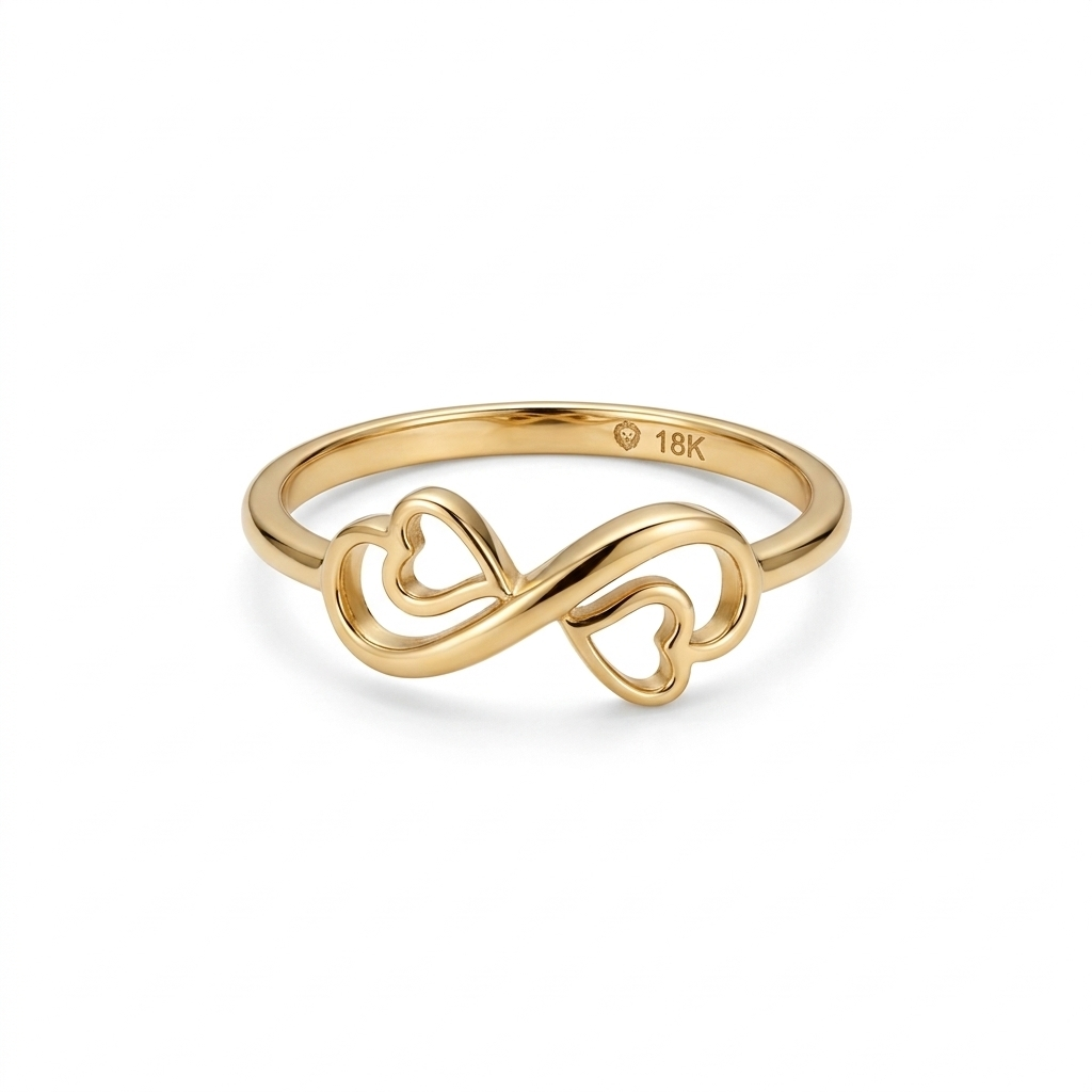 18k Gold Heart Infinity Ring - 18k Gold Ring - Embellish Gold Jewelry & Diamond