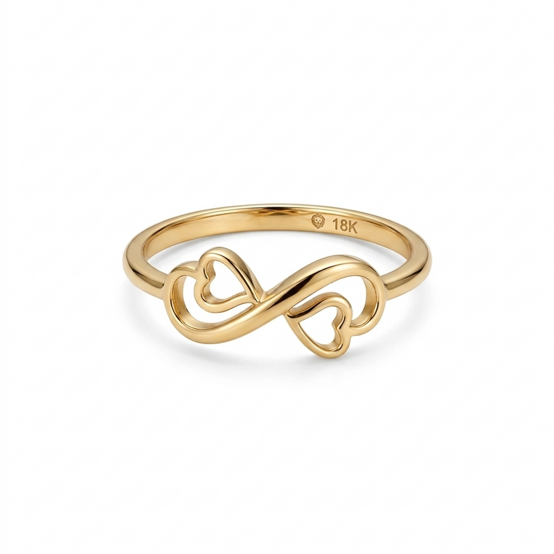 18k Gold Heart Infinity Ring - 18k Gold Ring - Embellish Gold Jewelry & Diamond
