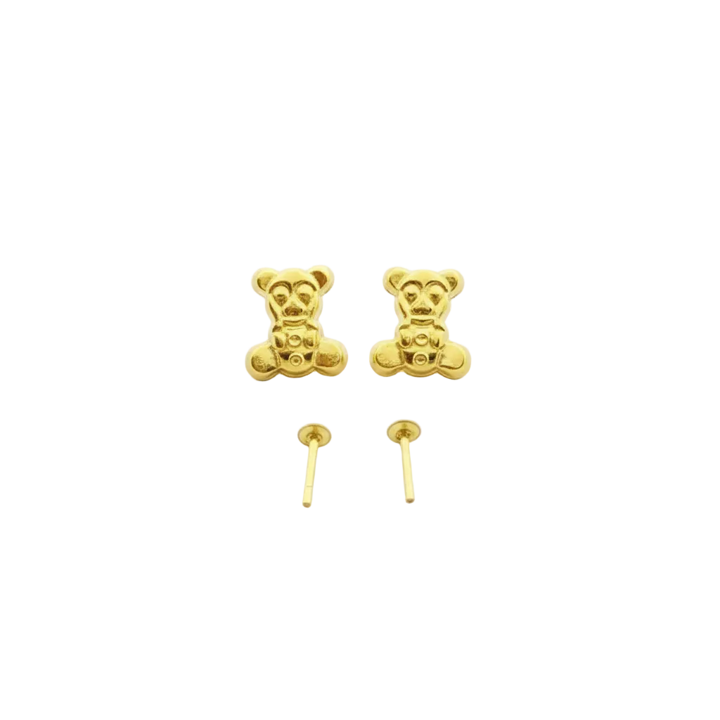 18K Real Gold Teddy Earrings