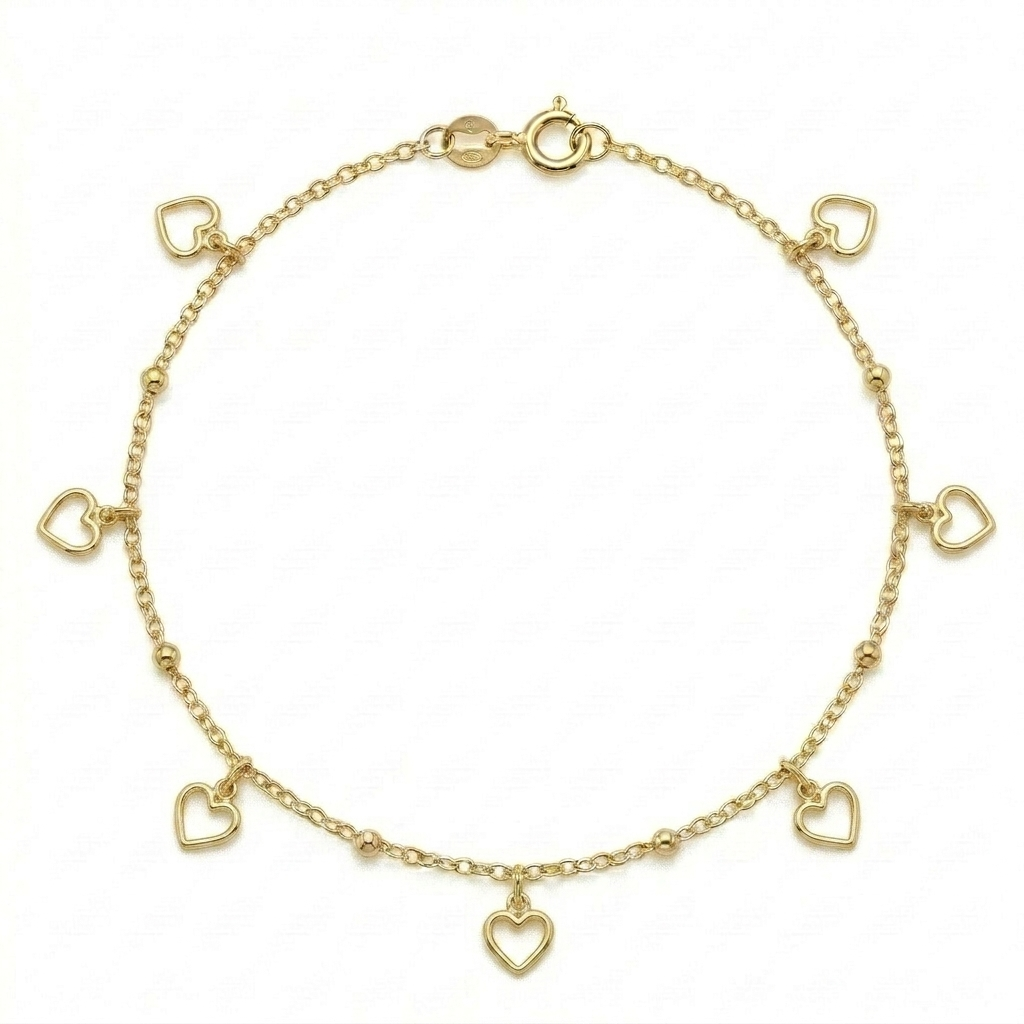 18k Gold Heart Ball Anklet - ad collection - Embellish Gold Jewelry & Diamond