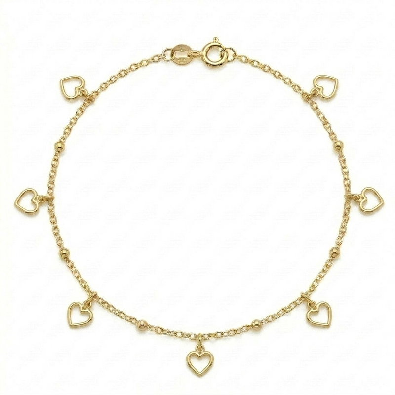 18k Gold Heart Ball Anklet - Anklet - Embellish Gold Jewelry & Diamond
