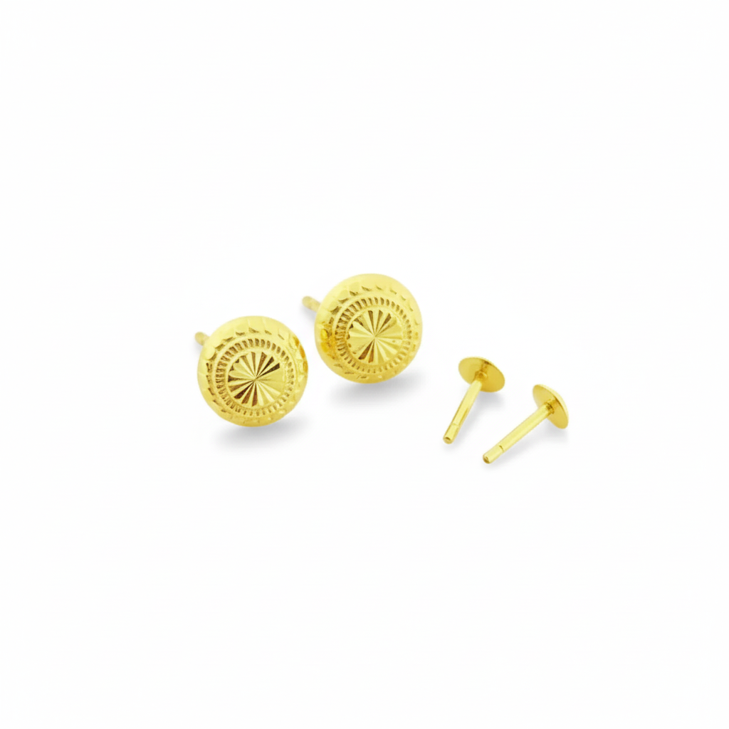 أقراط لولبية من الذهب الحقيقي عيار 18 قيراط على شكل عباد الشمس - Earring at @ 135 - Embellish Gold