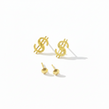 18K Real Gold Dollar Style Earrings