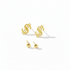 18K Real Gold Dollar Style Earrings