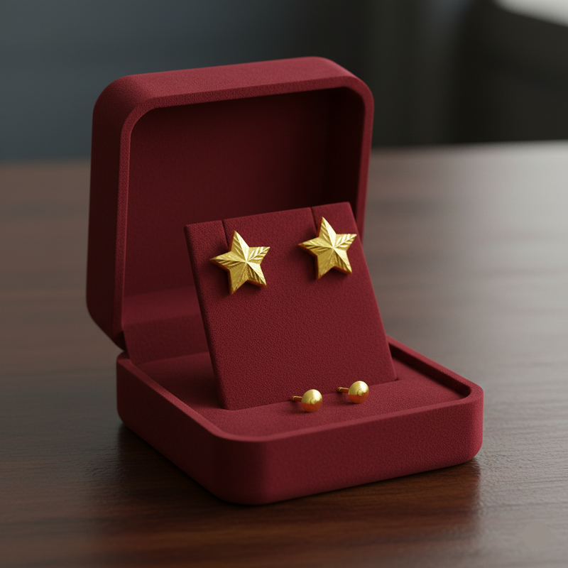 18K Real Gold Super Star Earrings - 18k Gold Earrings - Embellish Gold