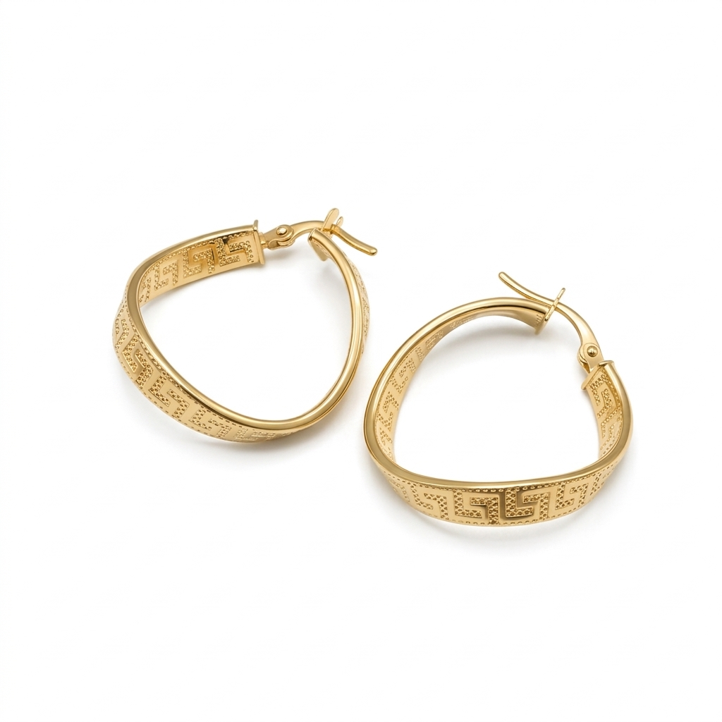 18k Gold Wavy Maze Loop Earrings - 18k Gold Earrings - Embellish Gold Jewelry & Diamond