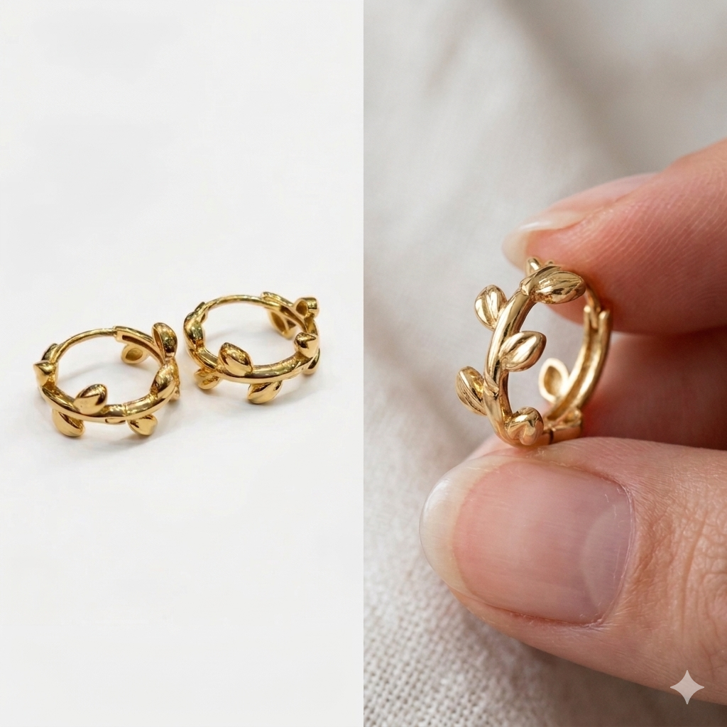 18k Gold Leaf Clip Earrings - 18k Gold Earrings - Embellish Gold Jewelry & Diamond