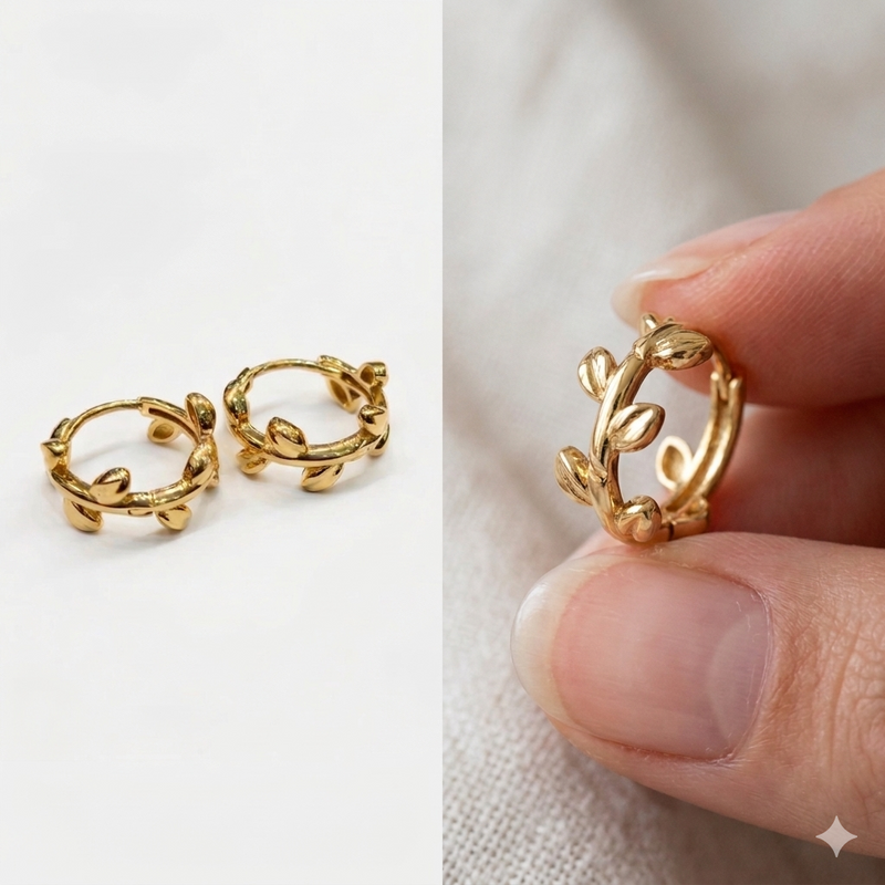 18k Gold Leaf Clip Earrings - 18k Gold Earrings - Embellish Gold Jewelry & Diamond