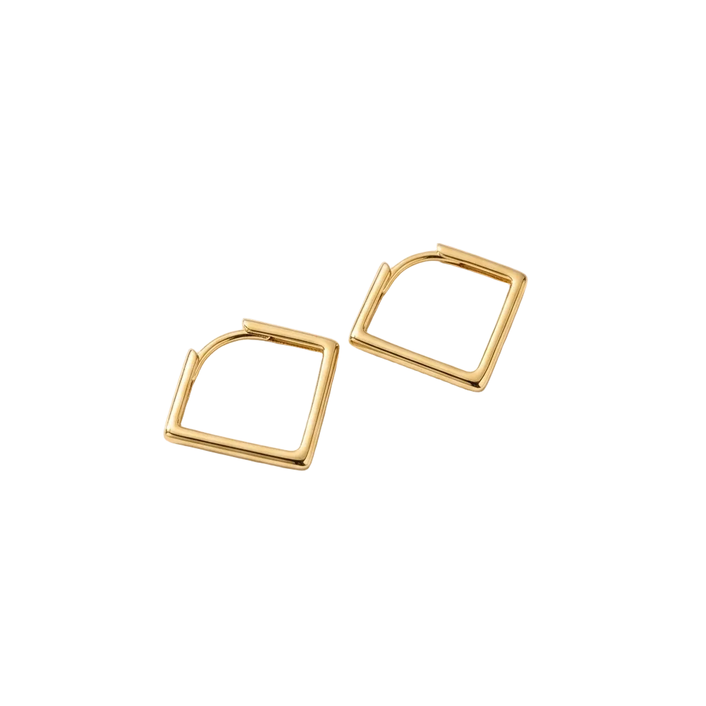 Gold hoop earrings on a white background