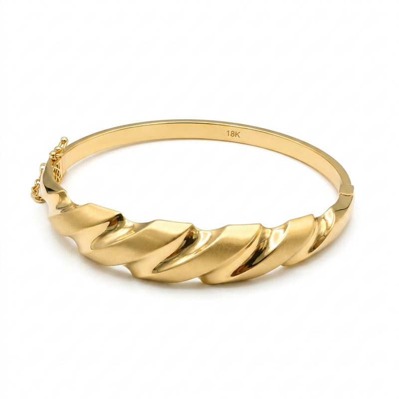 18k Gold Screw Inspired Bangle - 18k Gold Bangle - Embellish Gold Jewelry & Diamond