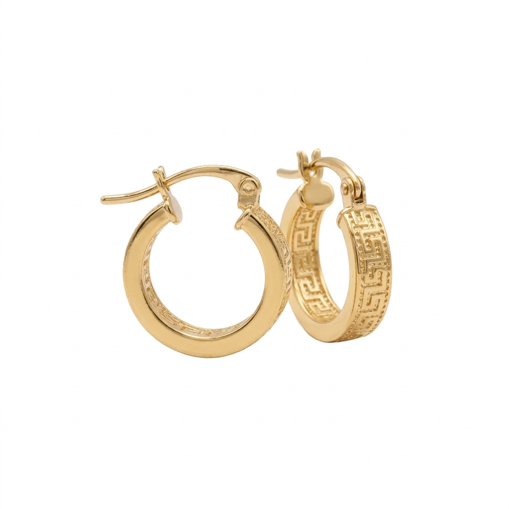 18k Gold Circle Maze Loop Earrings