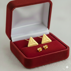 18K Real Gold Triangle Flower Earrings
