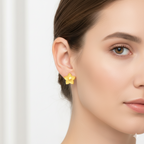18K Real Gold  Star Dot Earrings