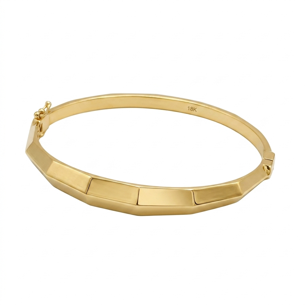 18k Gold Dia Cut Inspired Bangle - 18k Gold Bangle - Embellish Gold Jewelry & Diamond