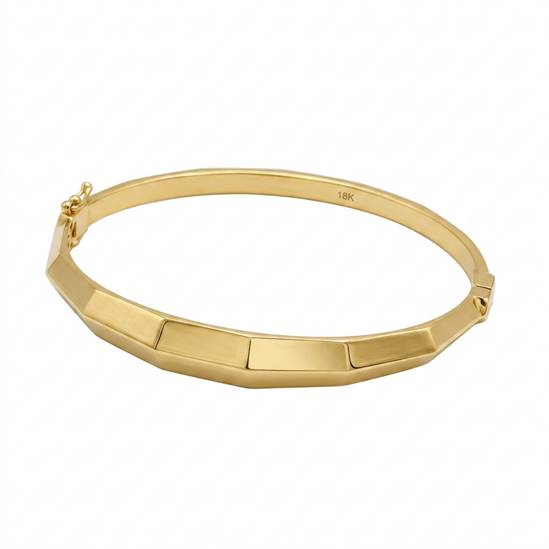18k Gold Dia Cut Inspired Bangle - 18k Gold Bangle - Embellish Gold Jewelry & Diamond